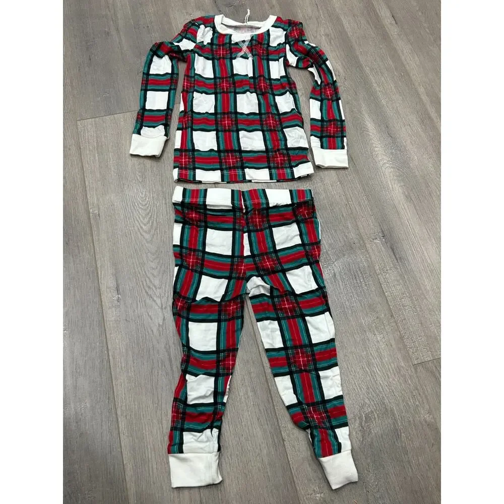 NWT Rachel Parcell Kids Green Red Plaid Long Sleeve Pajama Set Christmas Size 2
